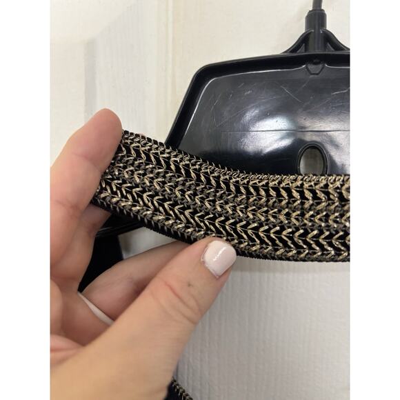 Chicos Travelers Navy Blue Gold Embroidered Midi Dress Sz 3 XL Slinky Stretch - Picture 4 of 7